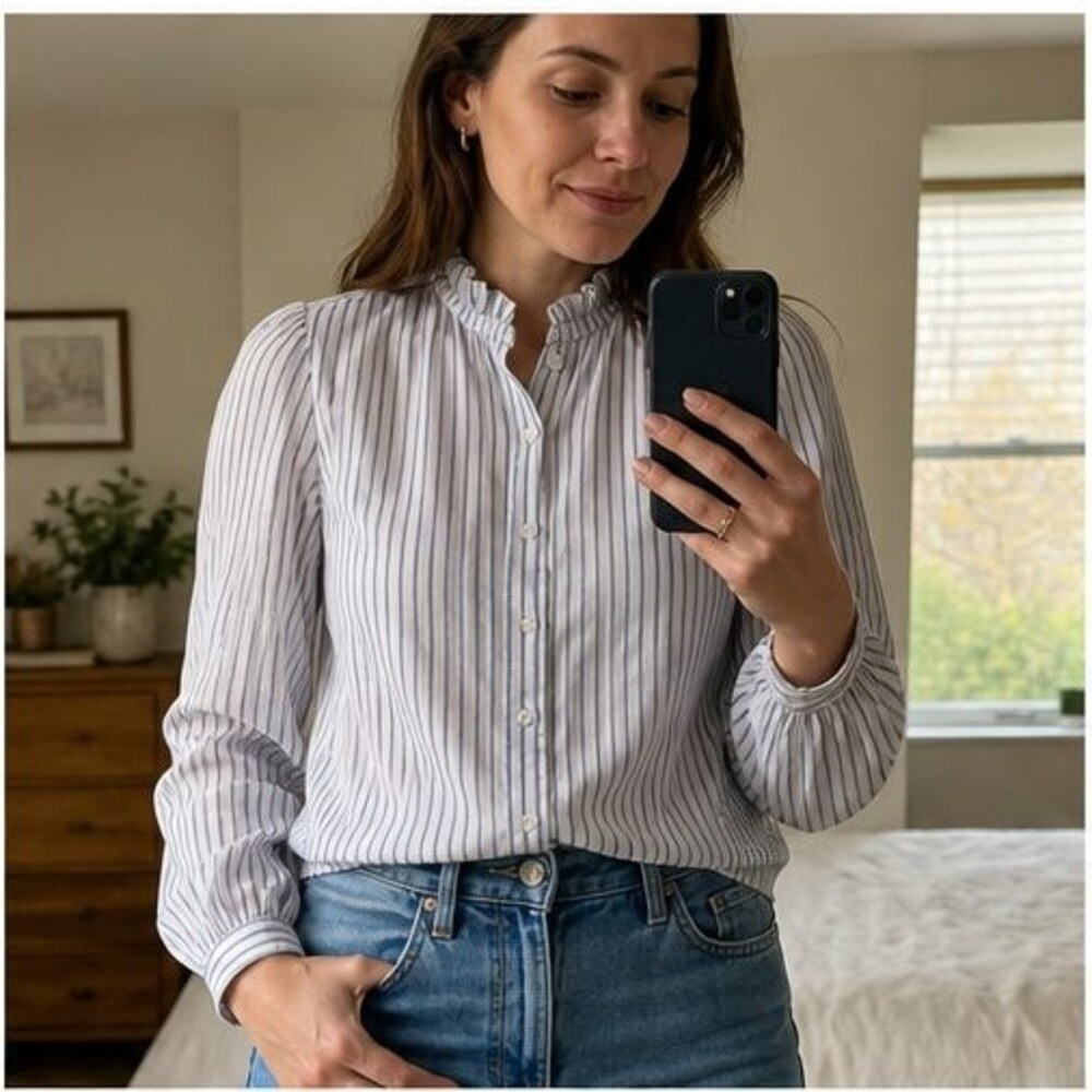 Charcoal Ruffle Blouse - Picture 2 of 6